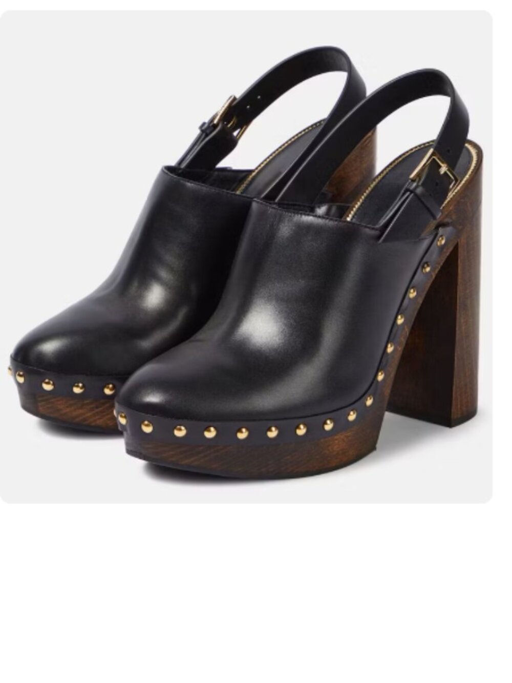 FSJ Black Classic Closed Toe Slingback Studded Black Platform Heel Shoes